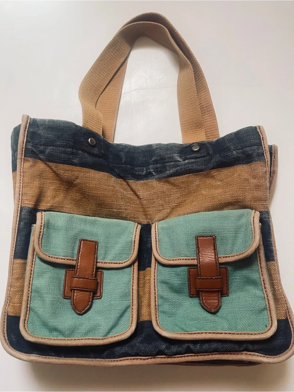 Fossil Vintage Canvas Two-Pocket Tote Bag